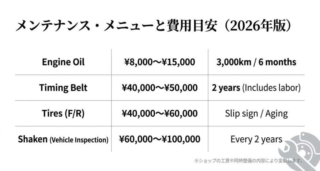 画像タイトル: ducati-400ss-maintenance-costs-2026.jpg

代替テキスト: 2026年版ドゥカティ400SSのメンテナンスメニューと費用の目安