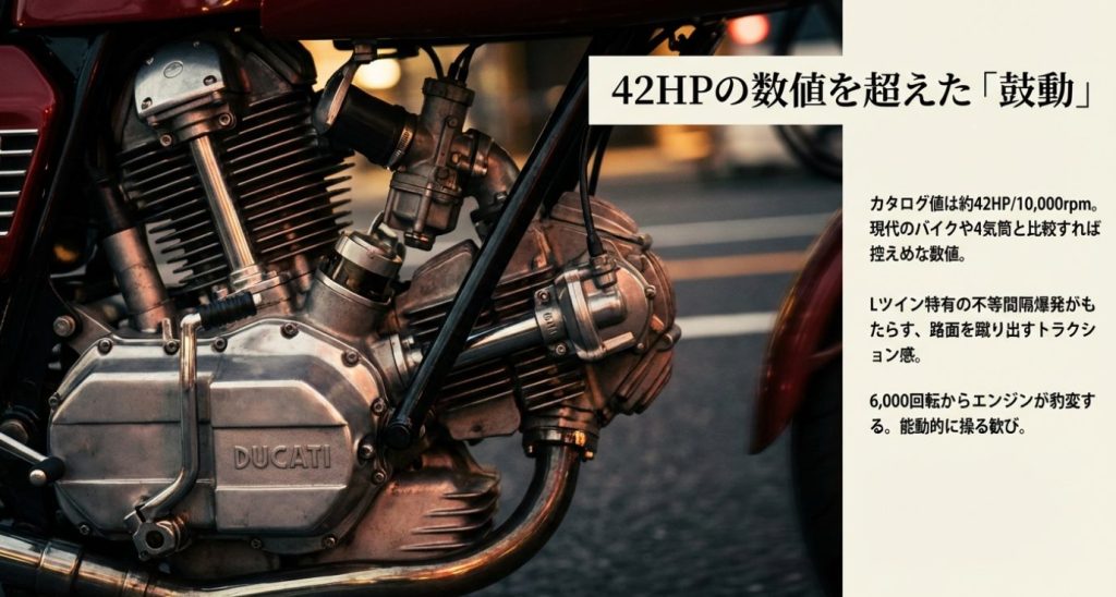 画像タイトル: ducati-400ss-engine-performance.jpg


代替テキスト: 42HPのカタログ数値を超えた鼓動感と、能動的に操る歓びをもたらすLツインエンジン