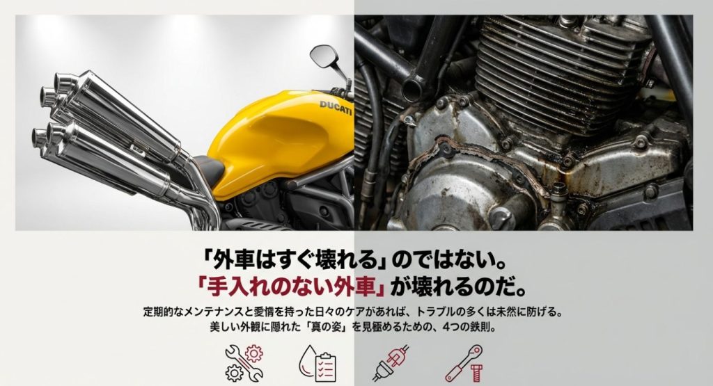 画像タイトル: 外車はすぐ壊れるのではない

代替テキスト: 定期的なメンテナンスと愛情を持った日々のケアがあれば、輸入車のトラブルの多くは未然に防げるという事実