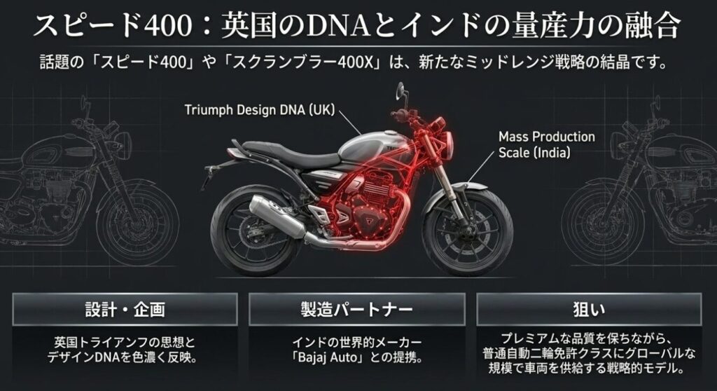 画像タイトル: 英国デザインとインド量産力が融合したミッドレンジ戦略
代替テキスト: 英国の設計DNAとインドの量産パートナーシップによる製品戦略