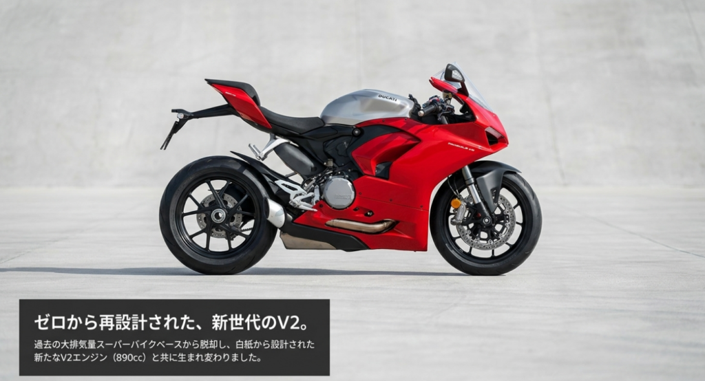 新しい890cc V2エンジンとともに白紙から再設計された新世代Panigale V2